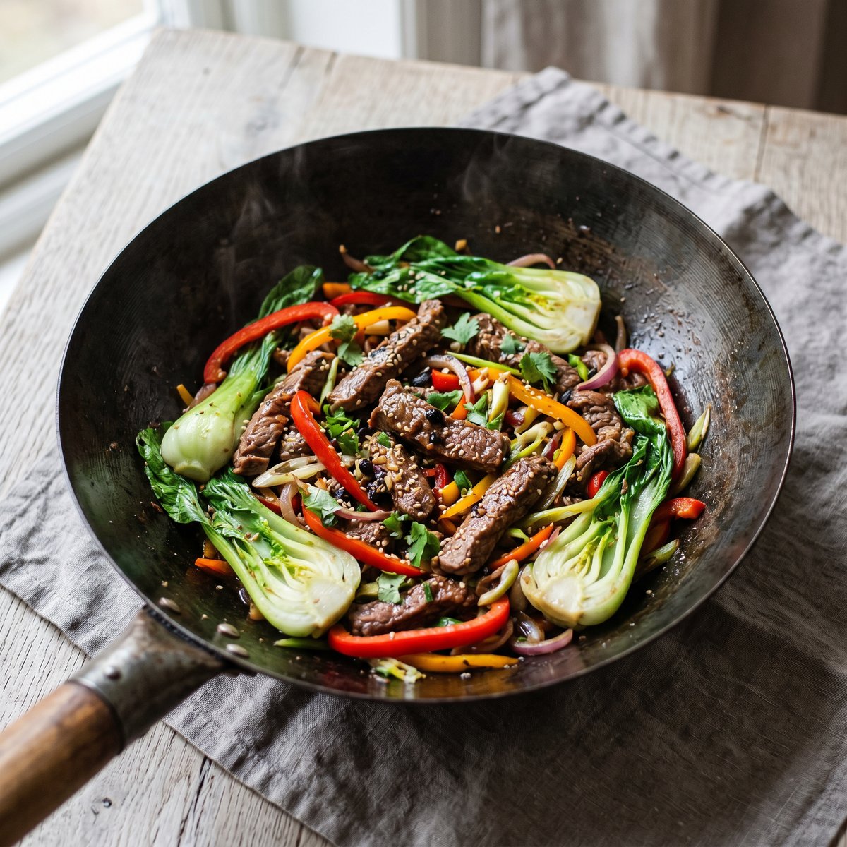 Beef and Black Bean Stir-Fry with Pak Choi
