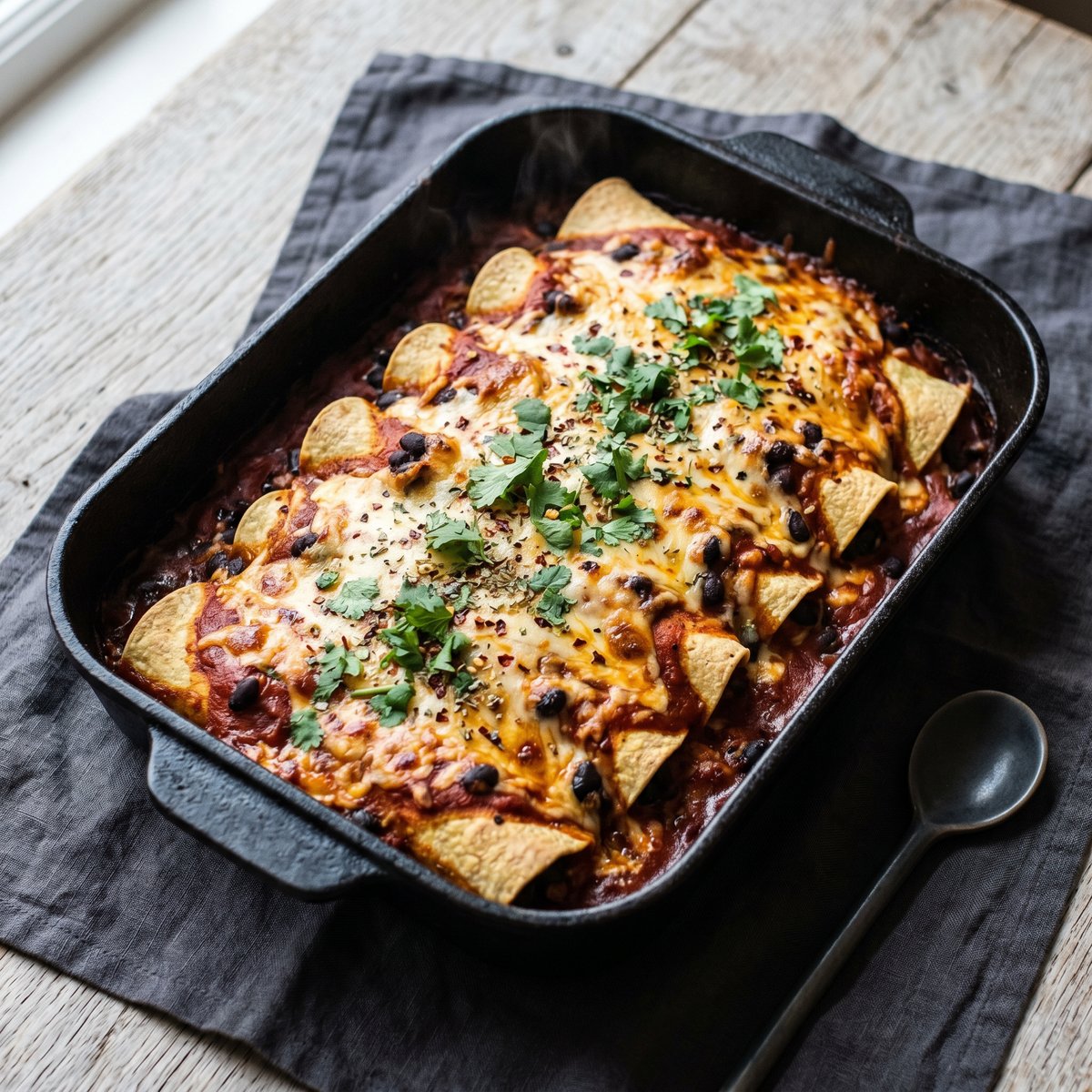 Black Bean and Cheese Enchilada Bake