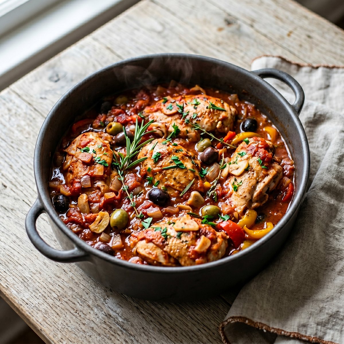 Chicken Cacciatore in a Saucepan