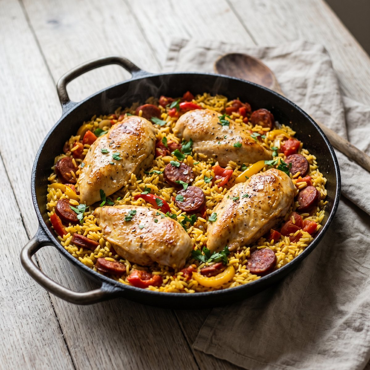 Spanish-Style Chicken Breast with Saffron Rice