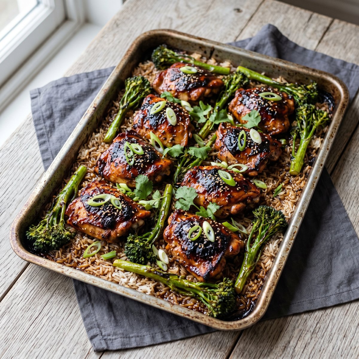 Teriyaki Chicken Baking Tray with Tenderstem and Rice