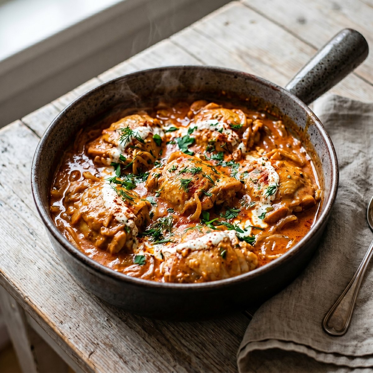 Hungarian-Style Paprika Chicken with Soured Cream