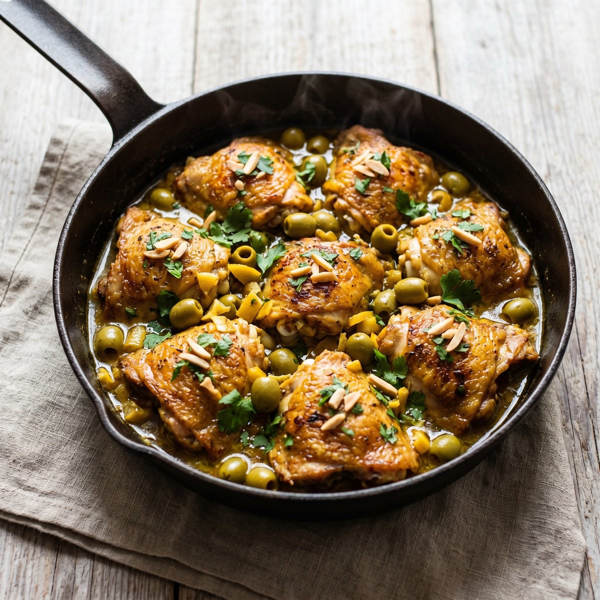 Moroccan Chicken Thighs with Preserved Lemon and Olives