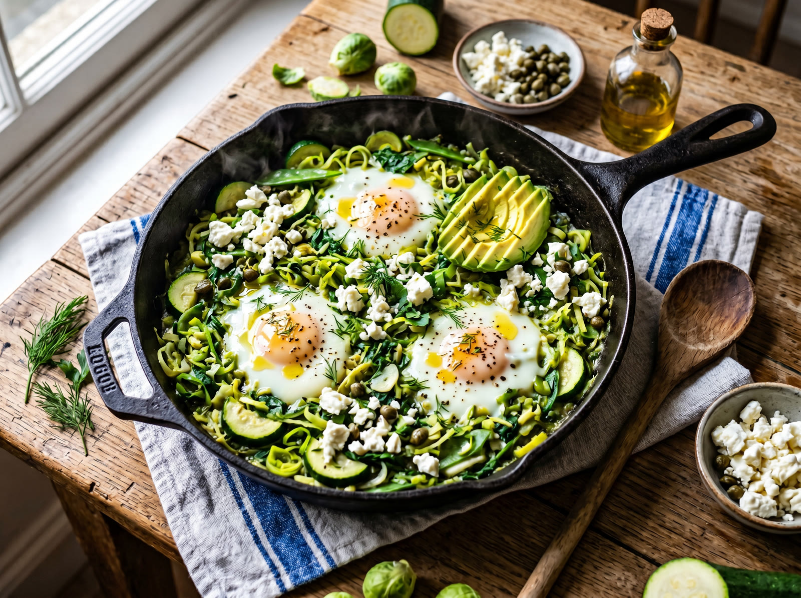 Green Shakshuka with Feta & Avocado