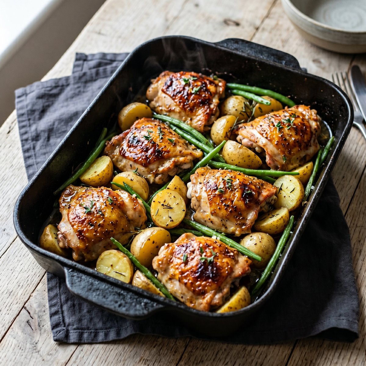 Honey Mustard Chicken with New Potatoes and Green Beans