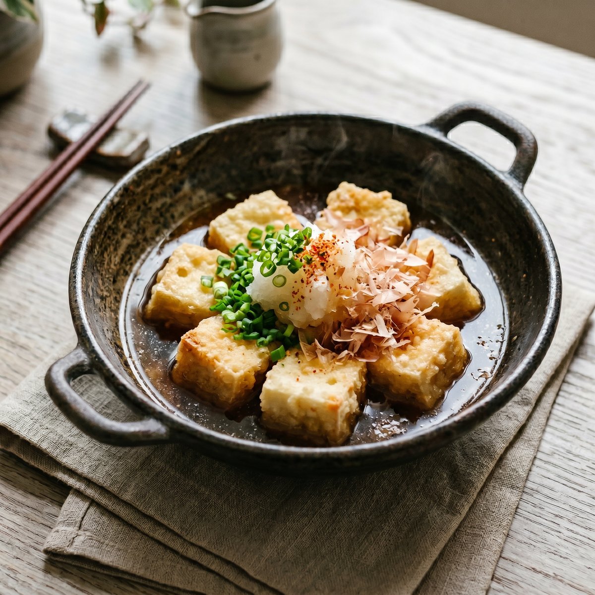 Agedashi-Style Crispy Tofu in Dashi Broth
