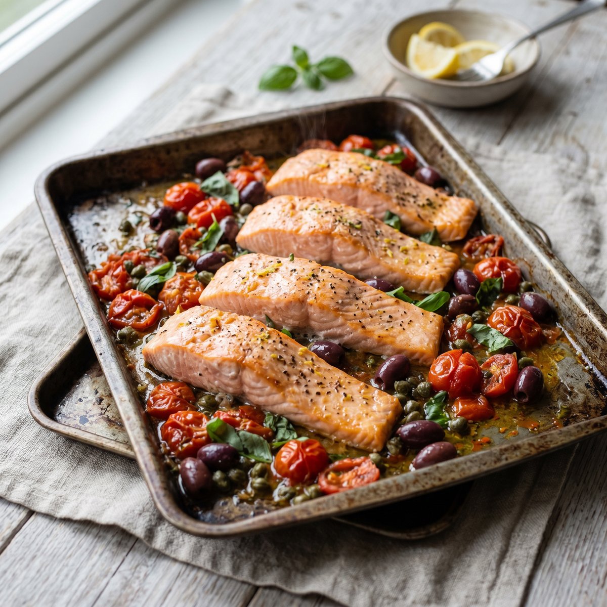 Mediterranean Salmon with Olives and Capers