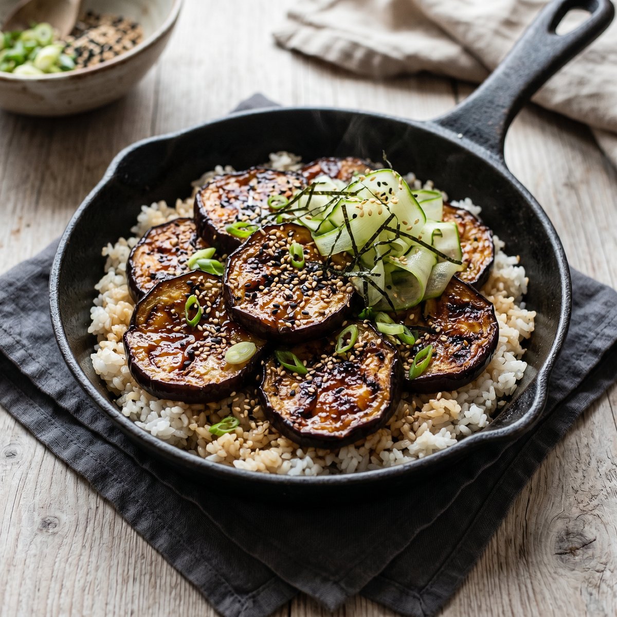 Miso Glazed Aubergine Rice Bowl