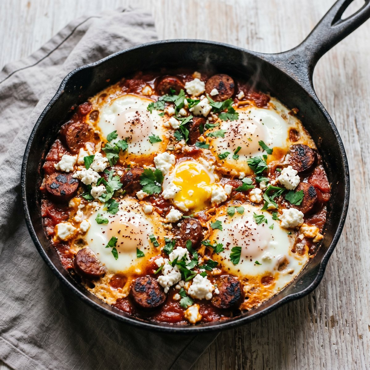 Shakshuka with Merguez and Feta