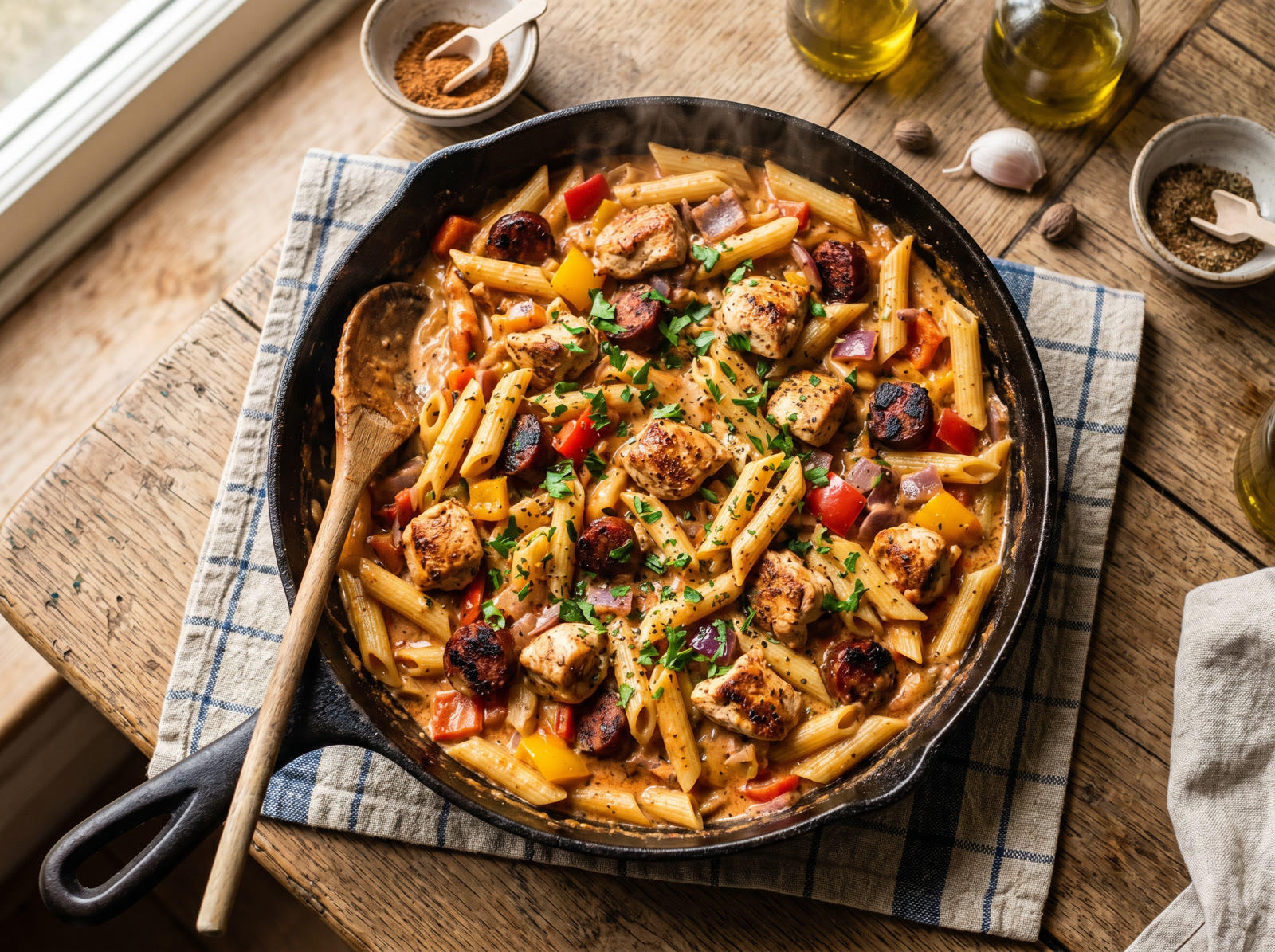 One-Pan Cajun Chicken & Chorizo Pasta