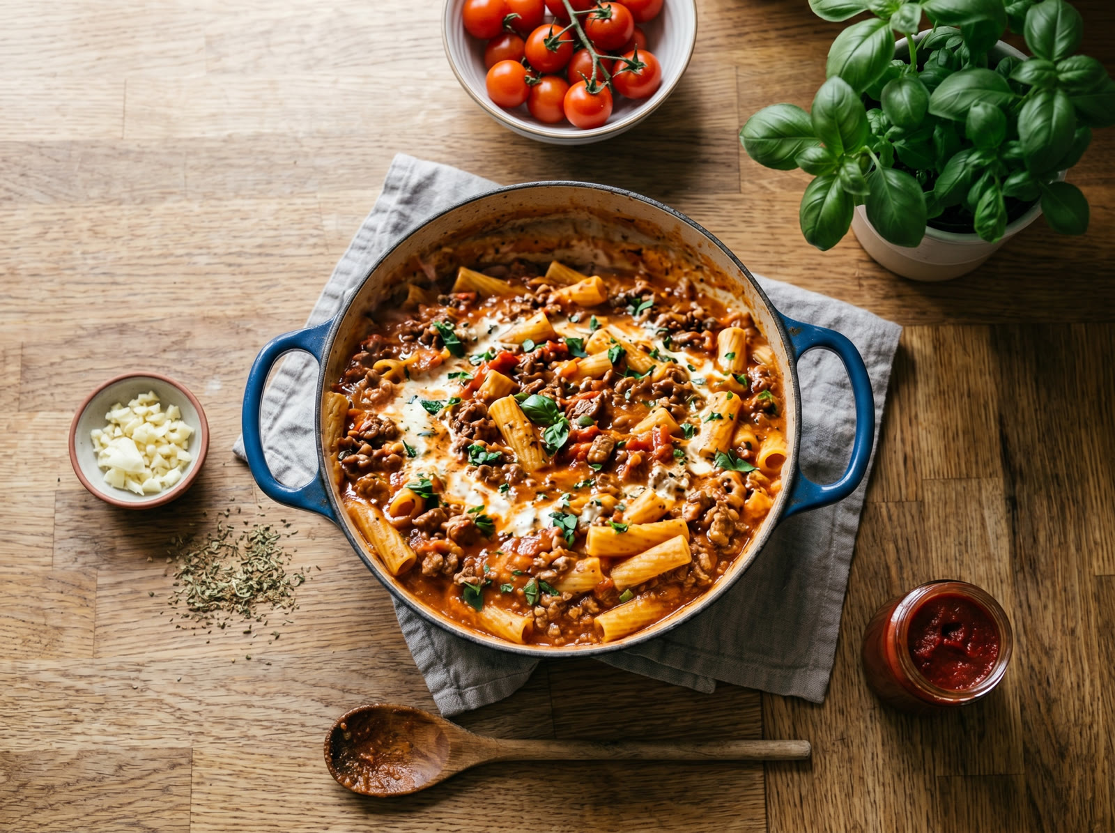 One-Pot Creamy Tomato Beef Pasta