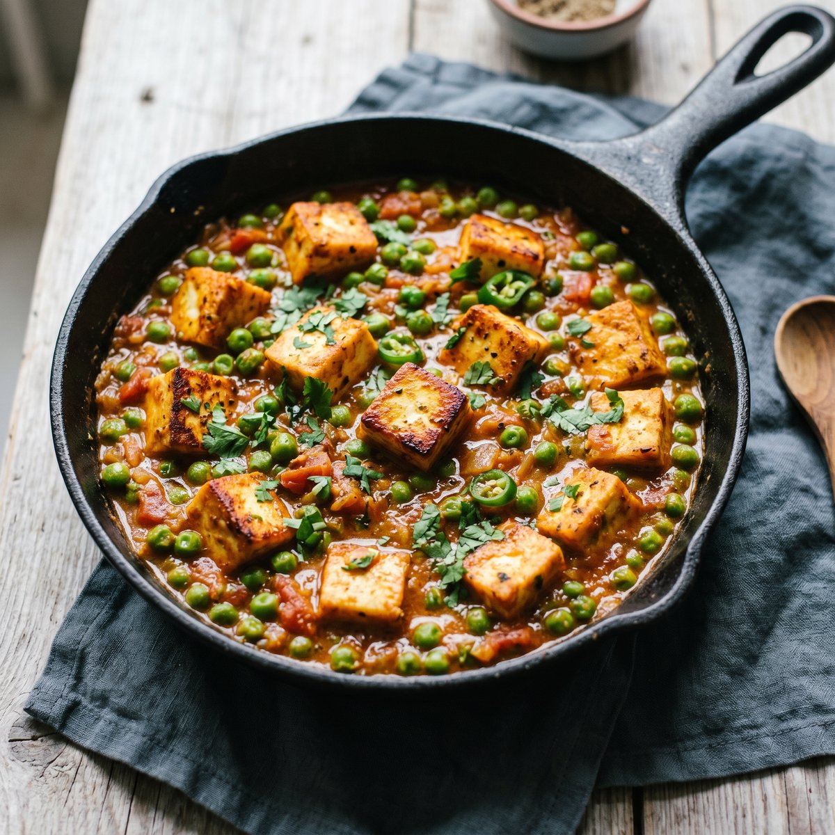 Quick Paneer and Pea Curry