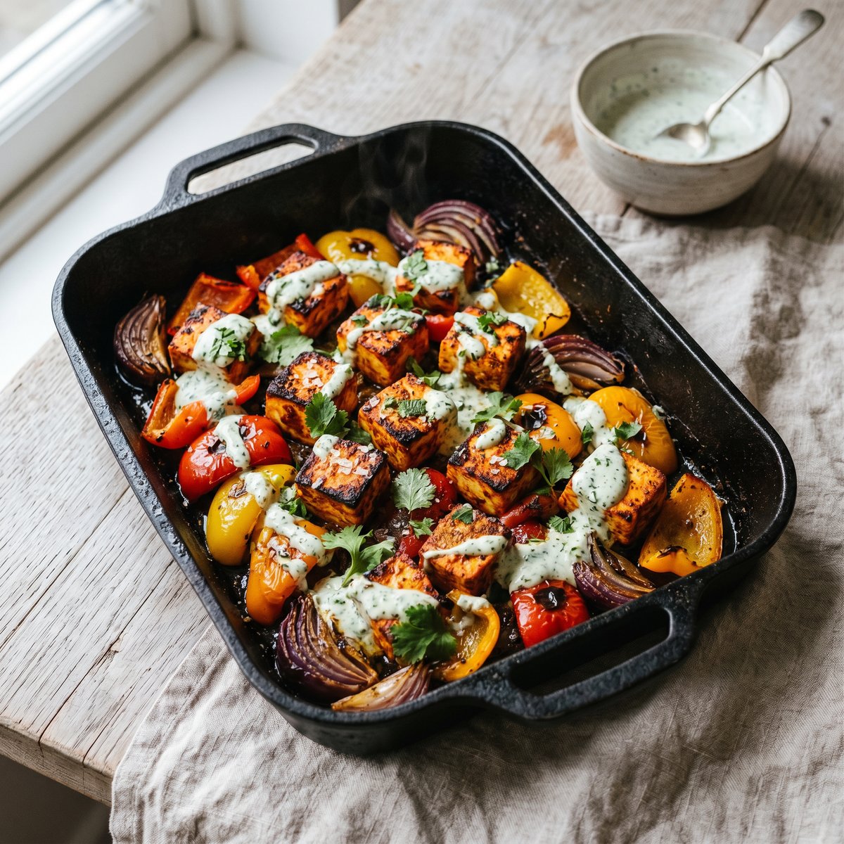 Paneer Tikka Traybake with Peppers