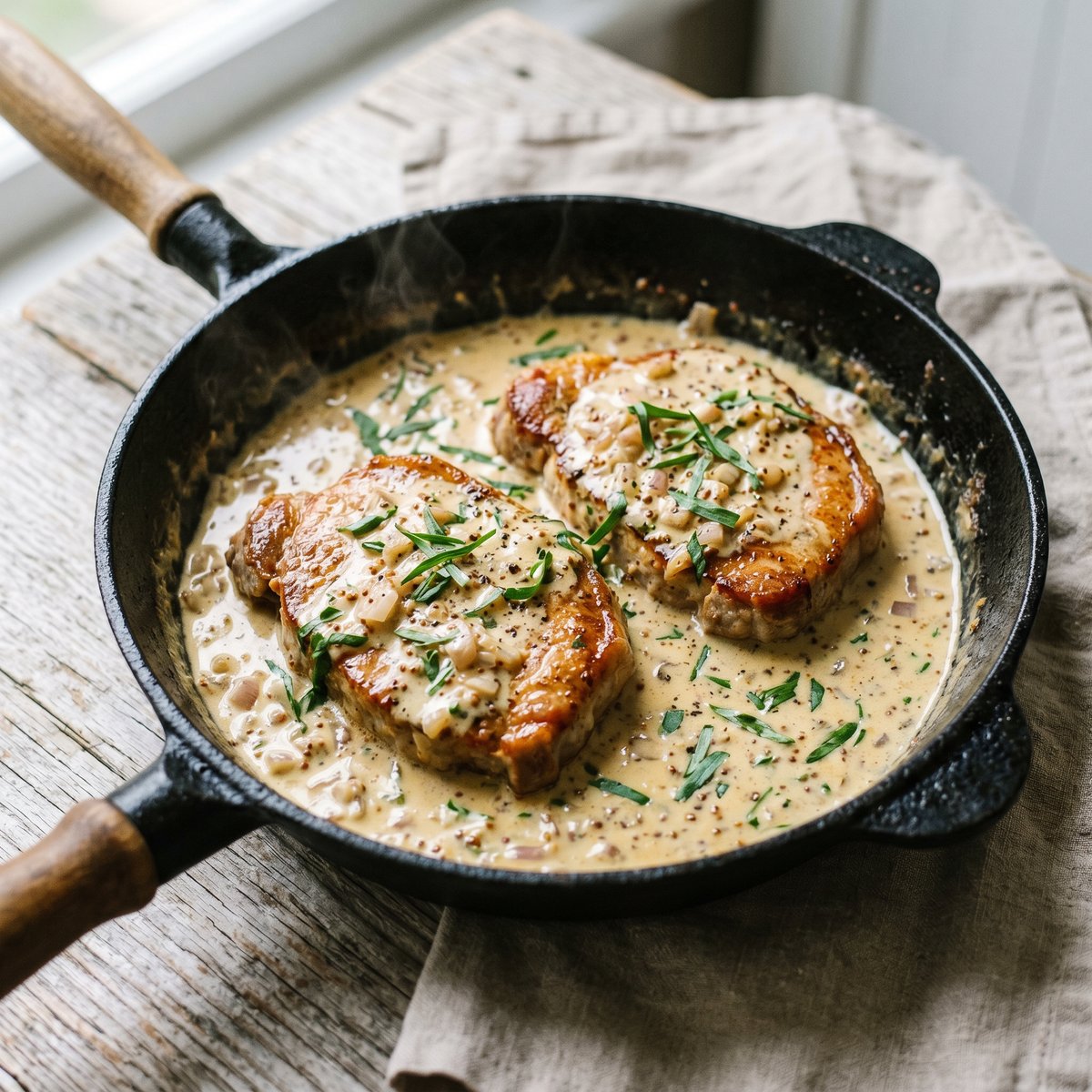 Pork Steaks with Dijon Cream Sauce