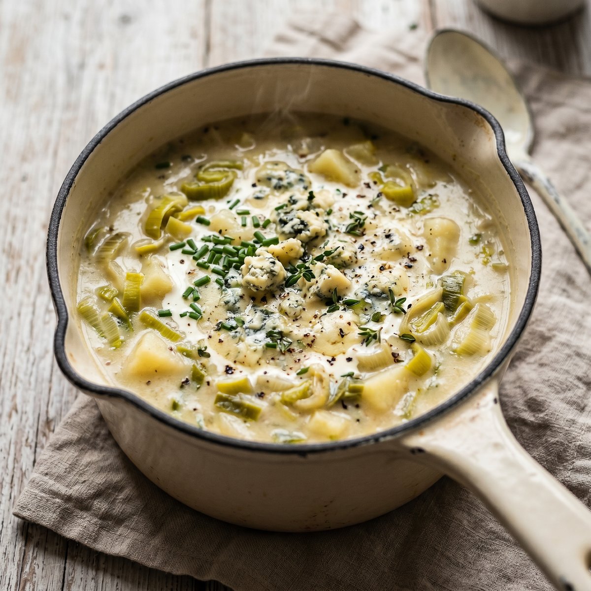 Potato, Leek, and Blue Cheese Soup