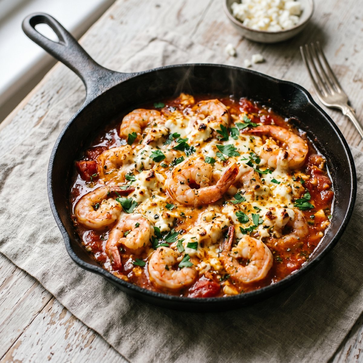 Prawn Saganaki with Feta