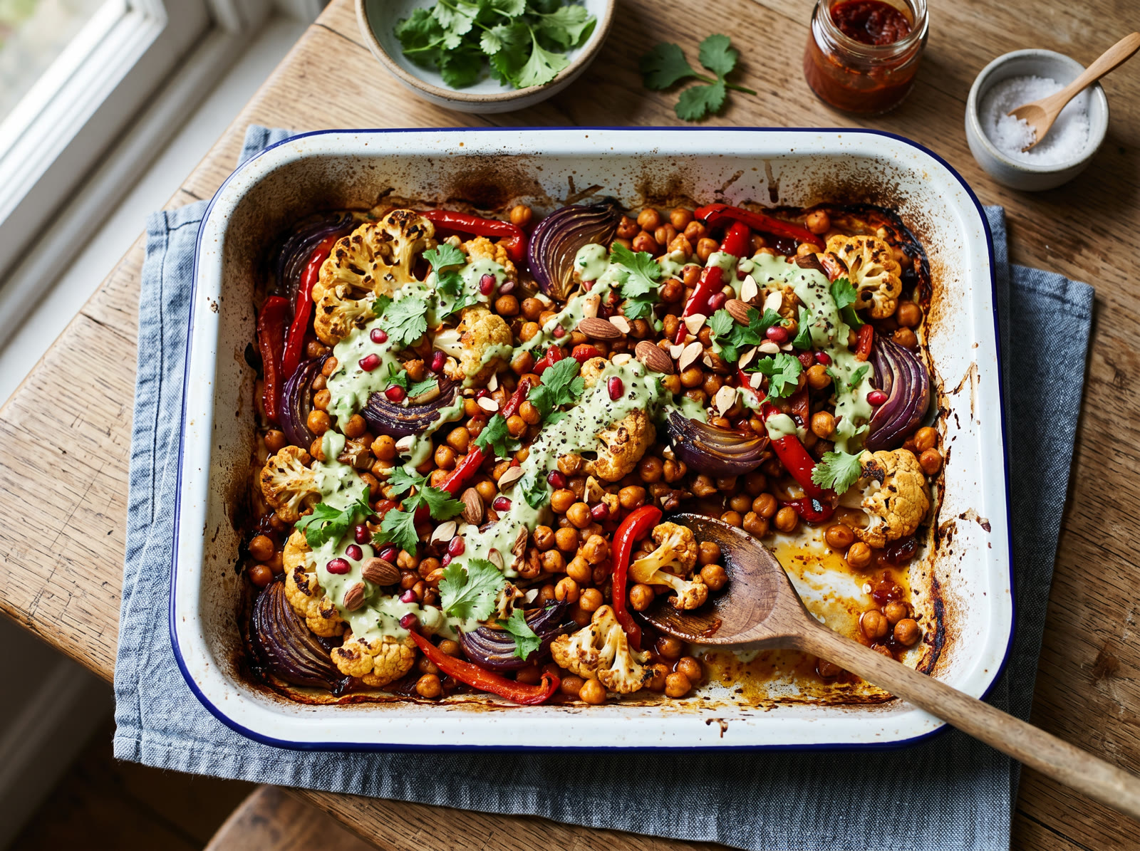 Roast Cauliflower & Chickpea Harissa Traybake