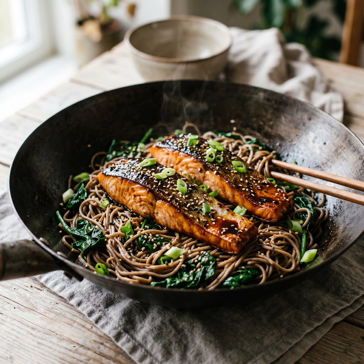 Salmon Teriyaki with Soba Noodles