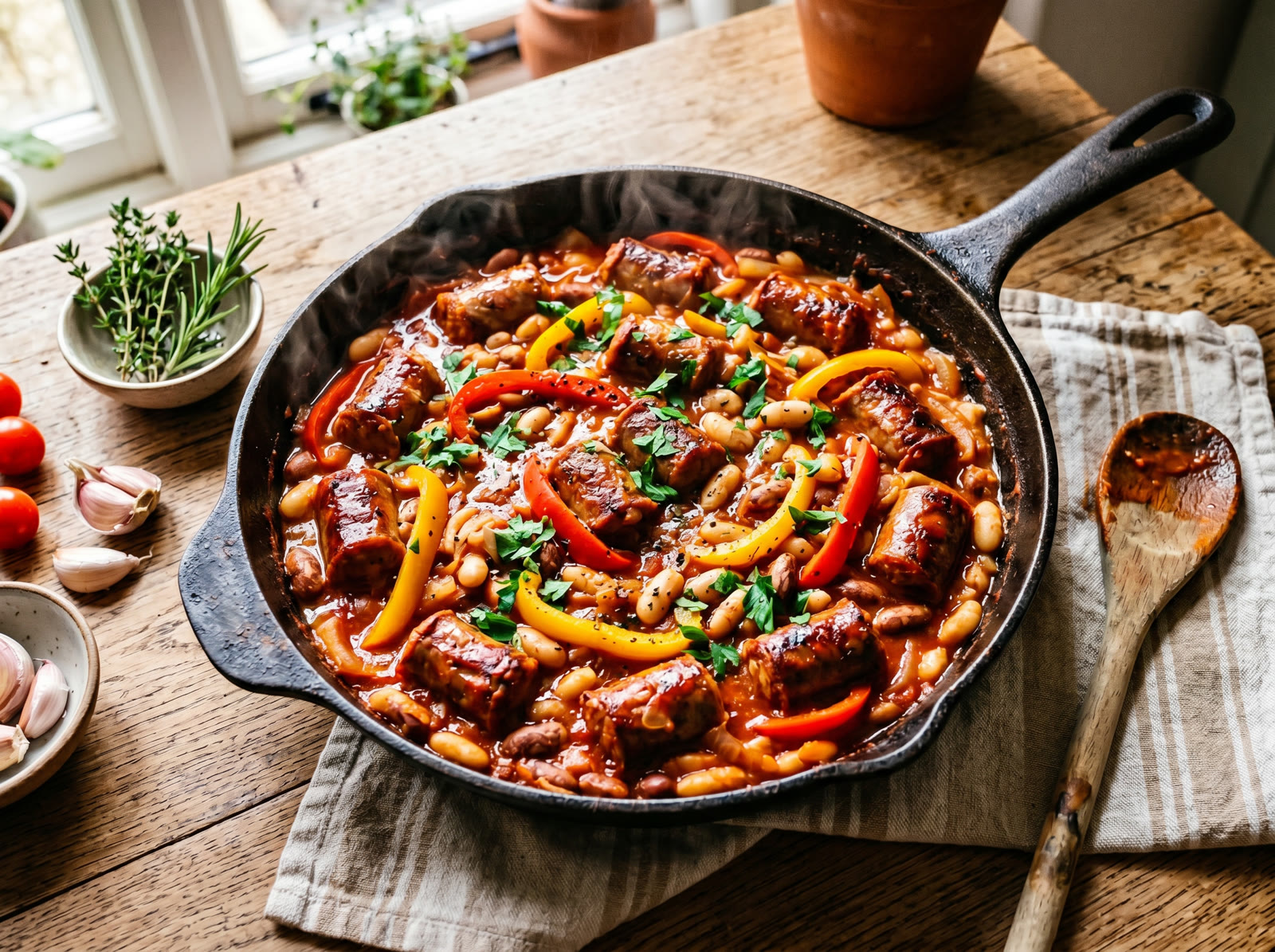 Sausage, Peppers & Butter Bean One-Pan