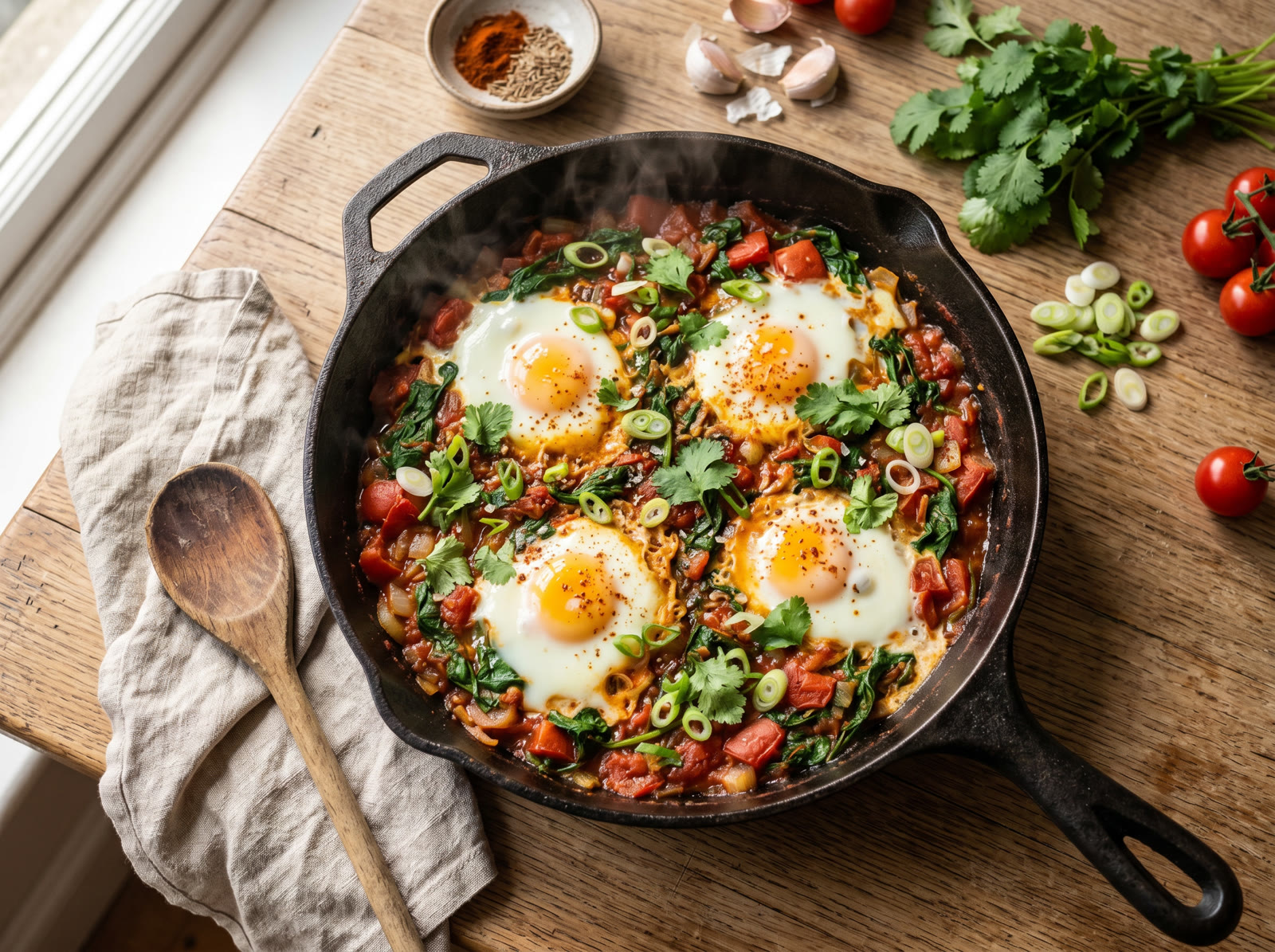 Smoky Spinach Shakshuka