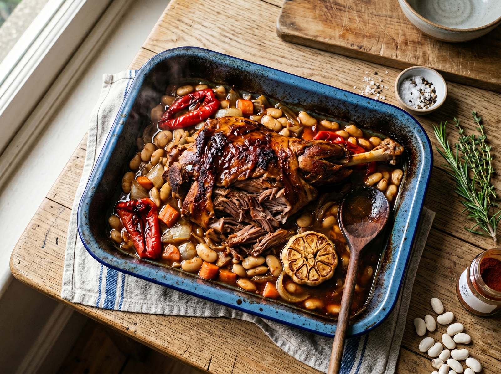 Spanish-Style Slow-Roasted Lamb Shoulder with Butter Beans