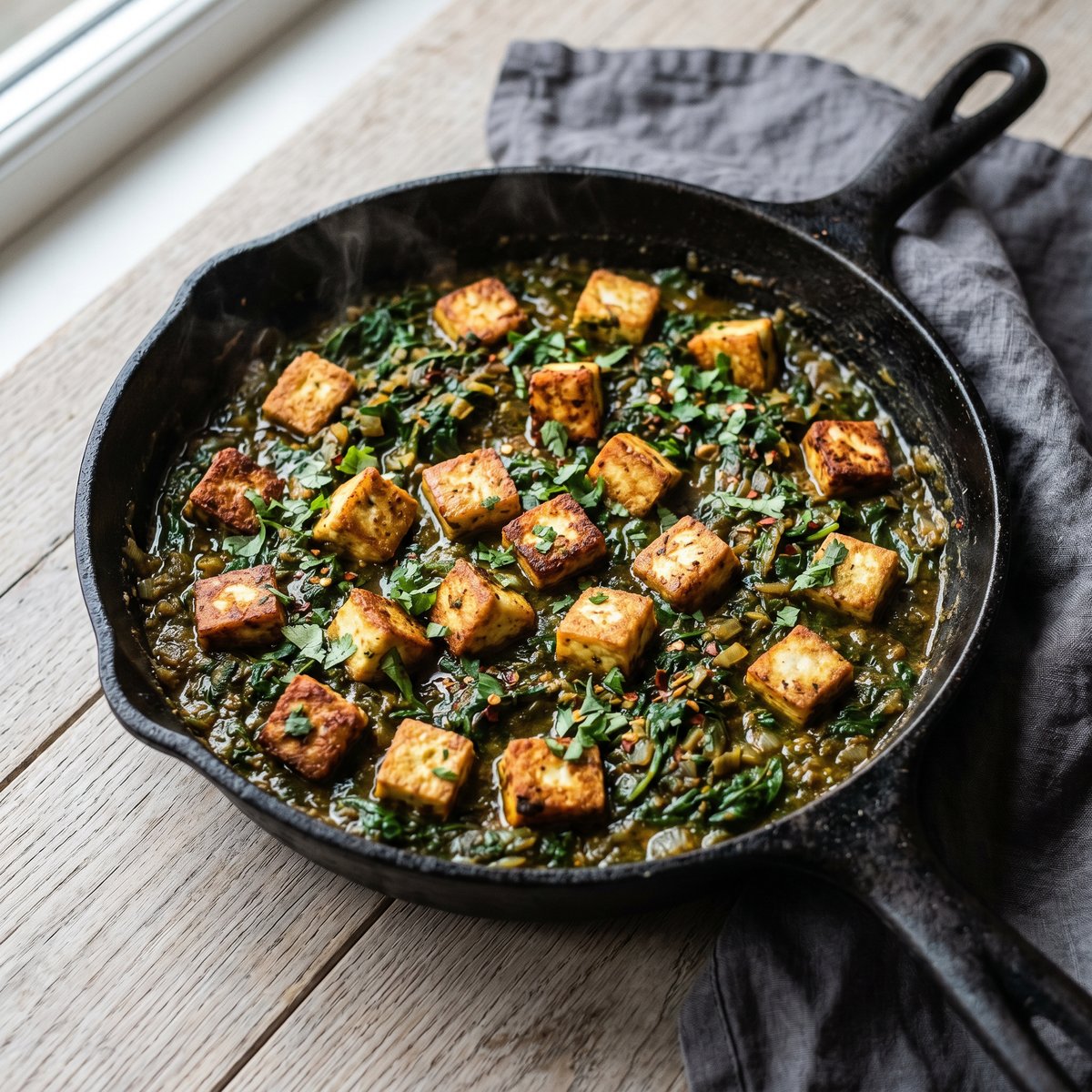 Saag Paneer with Wilted Spinach