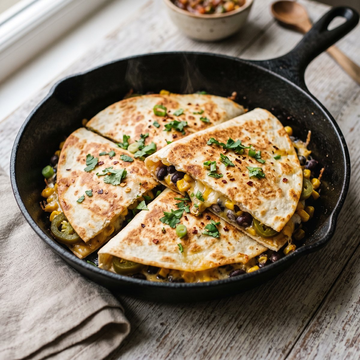 Sweetcorn and Black Bean Quesadillas