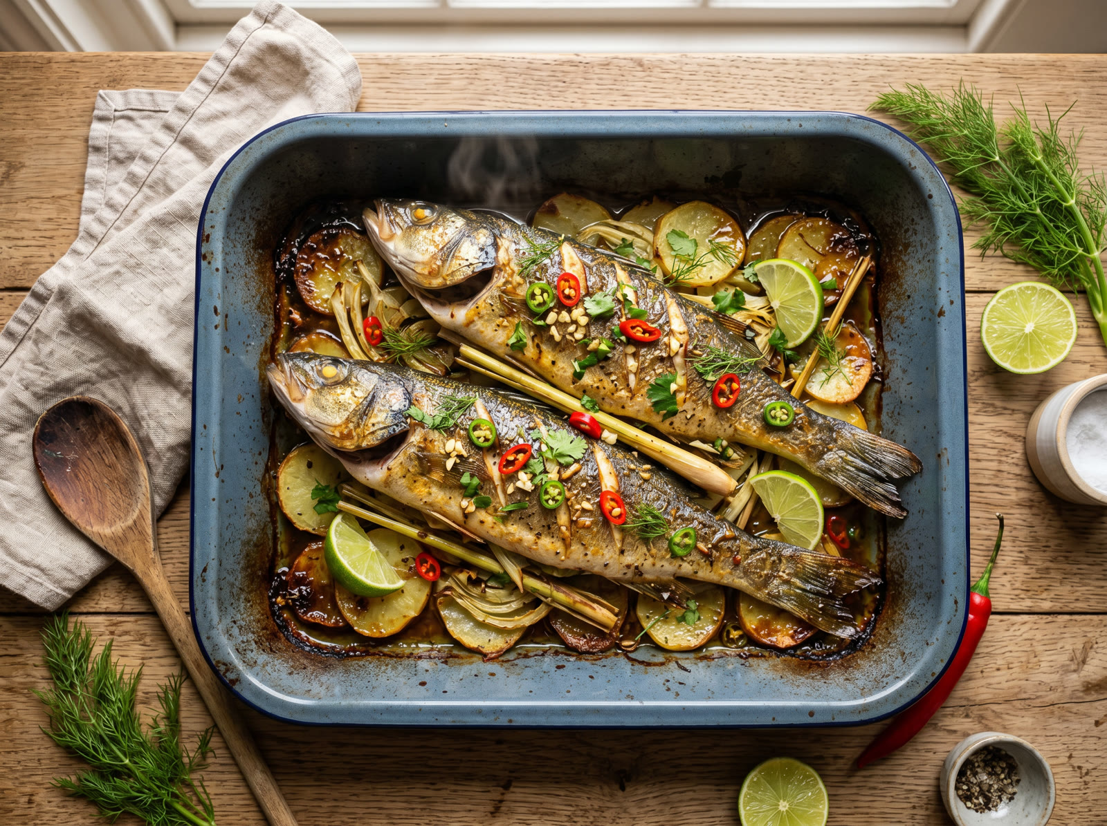 Whole Baked Fish with Fennel, Chilli & Lemongrass